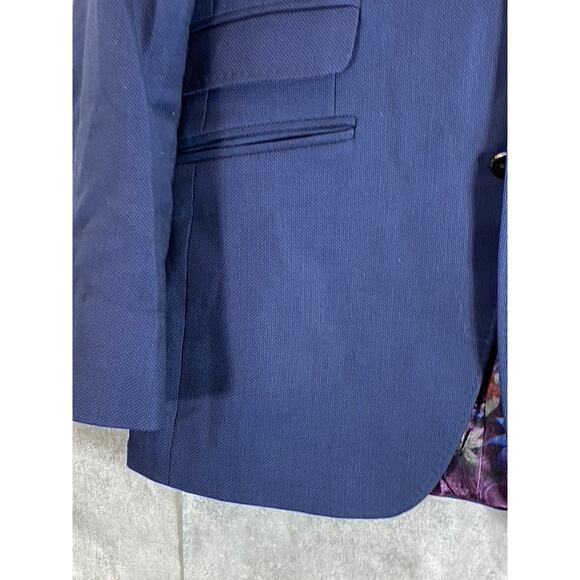 TED BAKER LONDON Men's Navy Regular-Fit Two-Button Wool Suit Jacket SZ 36R - Picture 6 of 11